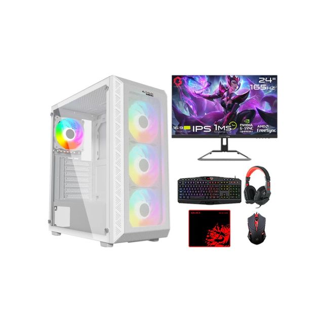 I5 Gaming Pc, I5-11400, Rtx 3050 8gb, Windows 11 Pro With Gameon 24" Fhd 165hz Gaming Monitor And Redragon S101 4in1 Gaming Kit