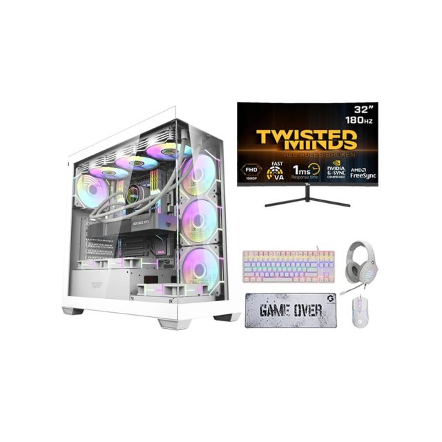 I7 Gaming Pc, I7-14700f, Rtx 4070 Super 12gb, Windows 11 Pro With Twisted Minds 32" Fhd 180hz Gaming Monitor And 4in1 Gaming Kit