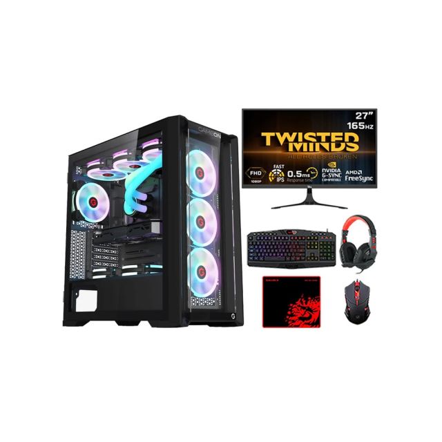 I5 Gaming Pc, I5-12400f, Rtx 3050 8gb, Windows 11 Pro With Twisted Minds 27" Fhd 165hz Gaming Monitor And 4in1 Gaming Kit