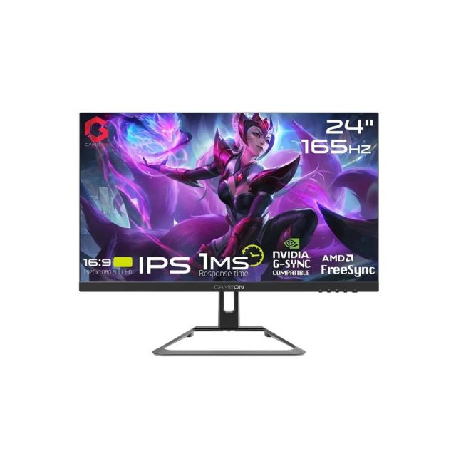 Gameon Goe24fhd165, 24" Fhd, 165hz, 1ms (1920x1080) Flat Ips Gaming Monitor With G-sync & Free Sync - Black